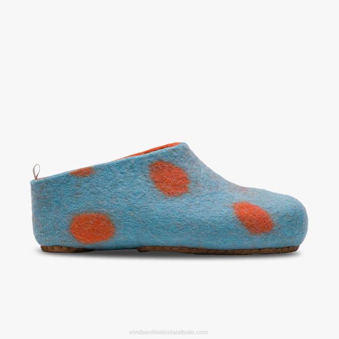 Vivobarefoot Mim Felt Slipper Kids B2LJ225 Aqua Orange