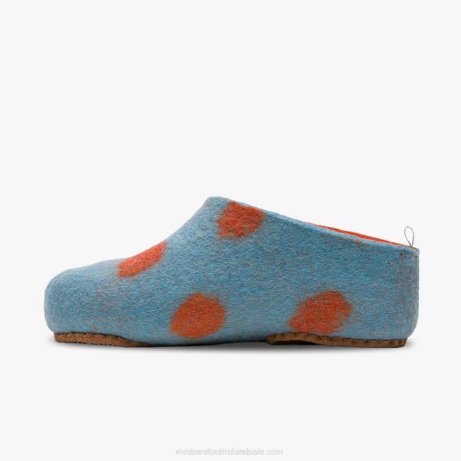 Vivobarefoot Mim Felt Slipper Kids B2LJ225 Aqua Orange