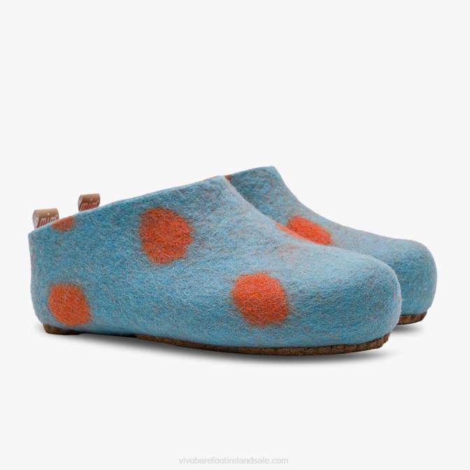Vivobarefoot Mim Felt Slipper Kids B2LJ225 Aqua Orange