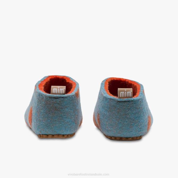 Vivobarefoot Mim Felt Slipper Kids B2LJ225 Aqua Orange